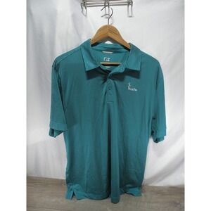 Cutter & Buck CB Drytec Men's Teal Striped Polo Shirt Burnt Pine Golf Size L